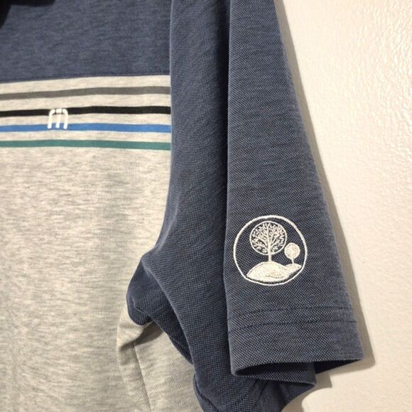 Travis Matthew Polo Shirt Lot of 2 Men L Black Gray Blue Gray Colorblock Stripe - Picture 11 of 12